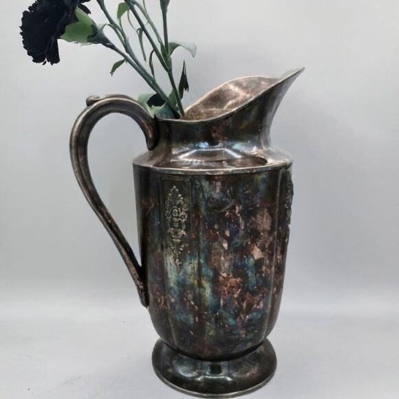 Vintage 1847 Rogers Bros Ambassador Silverplate Pitcher 10” Ornate Jug Vase - Picture 9 of 9